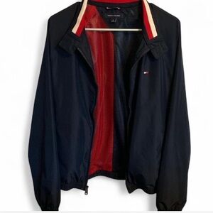 Tommy Hilfiger Men's Navy Windbreaker with Red Accents